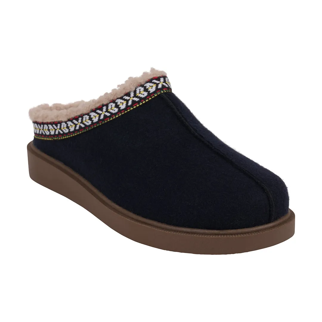 Zoey Navy Slip-Ons with Knitted Collar